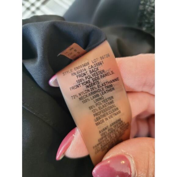 Elie‎ Tahari Lambs leather trim scuba dress Medium - Picture 6 of 8